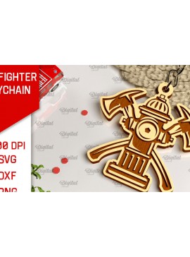 Σετ των 3 Intra απο ξύλο plywood 3mm-4mm πάχος - Σχέδιο κοπής με λέιζερ Μπρελόκ Πυροσβέστης Δίασταση 4x4 cm INTRAFABR-100604357