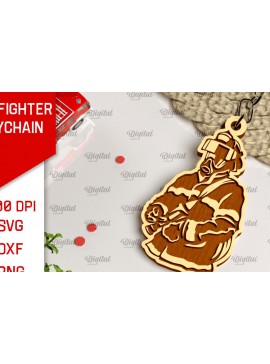 Σετ των 3 Intra απο ξύλο plywood 3mm-4mm πάχος - Σχέδιο κοπής με λέιζερ Μπρελόκ Πυροσβέστης Δίασταση 4x4 cm INTRAFABR-100604498