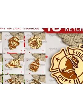 Σετ των 3 Intra απο ξύλο plywood 3mm-4mm πάχος - Πακέτο LaserCut Μπρελόκ Πυροσβεστικής Δίασταση 4x4 cm INTRAFABR-100610161