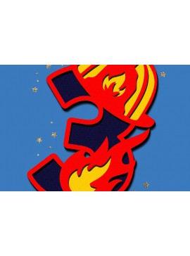 Σετ των 2 Intra απο ξύλο plywood 3mm-4mm πάχος - Αριθμοί πυροσβέστη 3D  Δίασταση 20x20 cm INTRAFABR-105282066