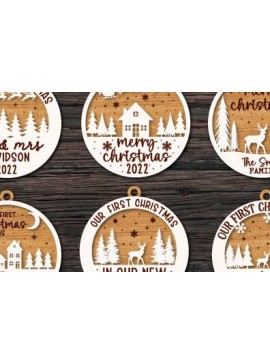 Σετ των 3 Intra απο ξύλο plywood 3mm-4mm πάχος - Πρώτη δέσμη Χριστουγεννιάτικων στολιδιών Δίασταση 6x6 cm INTRAFABR-40877751