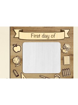 Σετ των 2 Intra απο ξύλο plywood 3mm-4mm πάχος - Πρότυπο κοπής σχολικής πινακίδας "Πρώτη μέρα". Δίασταση 12x12 cm INTRAFABR-105160474