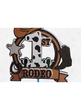Σετ των 3 Intra απο ξύλο plywood 3mm-4mm πάχος - Το πρώτο Rodeo Cowboy Cake Topper  Δίασταση 4x4 cm INTRAFABR-115591931