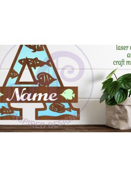 Intra απο ξύλο plywood 3mm-4mm πάχος - Μονόγραμμα Fish Capital Letter a  Δίασταση 30x20 cm INTRAFABR-106107391