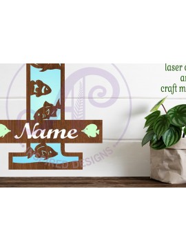 Σετ των 2 Intra απο ξύλο plywood 3mm-4mm πάχος - Μονόγραμμα Fish Capital Letter I  Δίασταση 30x20 cm INTRAFABR-106107614