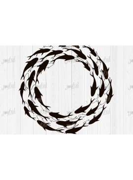Σετ των 2 Intra απο ξύλο plywood 3mm-4mm πάχος - Σχεδιασμός  σιλουέτας κύκλου ψαριών Δίασταση 30x20 cm INTRAFABR-124578029