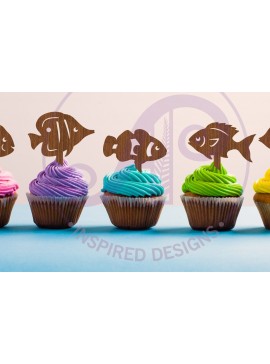 Intra απο ξύλο plywood 3mm-4mm πάχος - Fish Cupcake Topper  Laser Δίασταση 30x20 cm INTRAFABR-107059547