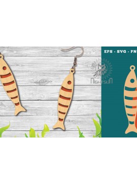 Σετ των 3 Intra απο ξύλο plywood 3mm-4mm πάχος - Σκουλαρίκια ψαριού με λέιζερ 1 Δίασταση 3x3 cm INTRAFABR-113946080