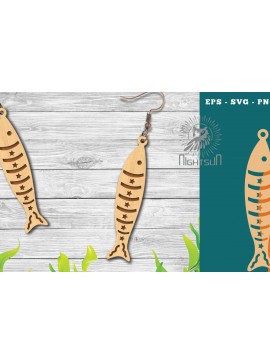 Σετ των 3 Intra απο ξύλο plywood 3mm-4mm πάχος - Σκουλαρίκια ψαριού με λέιζερ 2 Δίασταση 3x3 cm INTRAFABR-113946129