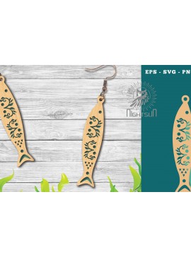 Σετ των 3 Intra απο ξύλο plywood 3mm-4mm πάχος - Σκουλαρίκια ψαριού με λέιζερ 4 Δίασταση 3x3 cm INTRAFABR-113946225