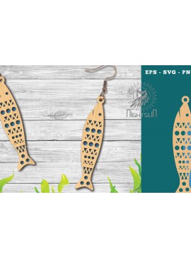 Σετ των 3 Intra απο ξύλο plywood 3mm-4mm πάχος - Σκουλαρίκια ψαριού με λέιζερ 5 Δίασταση 3x3 cm INTRAFABR-113946304