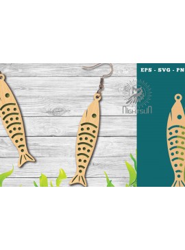 Σετ των 3 Intra απο ξύλο plywood 3mm-4mm πάχος - Σκουλαρίκια ψαριού με λέιζερ 6 Δίασταση 3x3 cm INTRAFABR-113946349