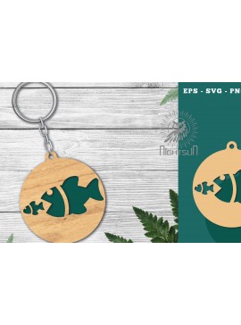 Σετ των 3 Intra απο ξύλο plywood 3mm-4mm πάχος - Μπρελόκ Fish Laser Cut 5 Δίασταση 4x4 cm INTRAFABR-120094683