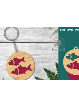 Σετ των 3 Intra απο ξύλο plywood 3mm-4mm πάχος - Μπρελόκ με λέιζερ ψαριού 7 Δίασταση 4x4 cm INTRAFABR-120094767