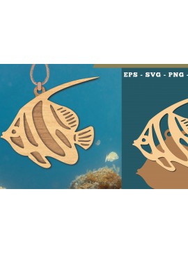 Σετ των 3 Intra απο ξύλο plywood 3mm-4mm πάχος - Στολίδι κοπής με λέιζερ ψαριών  1 Δίασταση 6x6 cm INTRAFABR-111826784