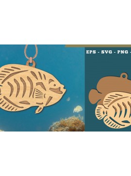 Σετ των 3 Intra απο ξύλο plywood 3mm-4mm πάχος - Στολίδι κοπής με λέιζερ ψαριών  2 Δίασταση 6x6 cm INTRAFABR-111826901