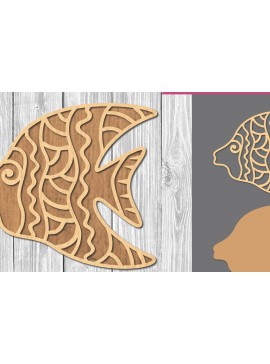 Σετ των 2 Intra απο ξύλο plywood 3mm-4mm πάχος - Fish Mandala Laser Cut Decoration  Δίασταση 30x30 cm INTRAFABR-109410966