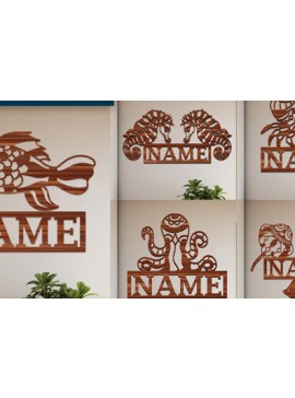 Intra απο ξύλο plywood 3mm-4mm πάχος - Πακέτο  Sin Sign για το όνομα ψαριού Δίασταση 30x20 cm INTRAFABR-99685169