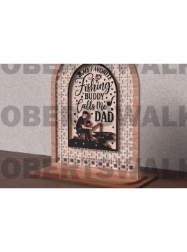 Σετ των 2 Intra απο ξύλο plywood 3mm-4mm πάχος - Fishing Buddy Calls Me Dad  Δίασταση 20x20 cm INTRAFABR-121719106
