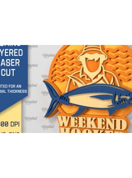 Σετ των 2 Intra απο ξύλο plywood 3mm-4mm πάχος - Σχέδιο κοπής με λέιζερ με στρώσεις ψαρέματος Δίασταση 30x20 cm INTRAFABR-98996032