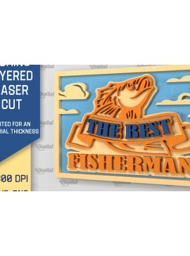 Σετ των 2 Intra απο ξύλο plywood 3mm-4mm πάχος - Σχέδιο κοπής με λέιζερ με στρώσεις ψαρέματος Δίασταση 30x20 cm INTRAFABR-98995593