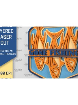 Σετ των 2 Intra απο ξύλο plywood 3mm-4mm πάχος - Σχέδιο κοπής με λέιζερ με στρώσεις ψαρέματος Δίασταση 30x20 cm INTRAFABR-98995830