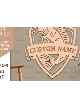 Intra απο ξύλο plywood 3mm-4mm πάχος - Ψάρεμα σημάδι LaserCut. Fishing Decor  Δίασταση 30x20 cm INTRAFABR-98538118