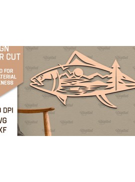 Σετ των 2 Intra απο ξύλο plywood 3mm-4mm πάχος - Ψάρεμα σημάδι LaserCut. Fishing Decor  Δίασταση 30x20 cm INTRAFABR-98537916