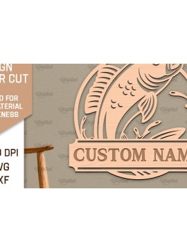 Σετ των 2 Intra απο ξύλο plywood 3mm-4mm πάχος - Ψάρεμα σημάδι LaserCut. Fishing Decor  Δίασταση 30x20 cm INTRAFABR-98538041