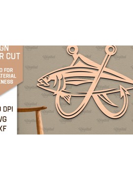 Σετ των 2 Intra απο ξύλο plywood 3mm-4mm πάχος - Ψάρεμα σημάδι LaserCut. Fishing Decor  Δίασταση 30x20 cm INTRAFABR-98538101