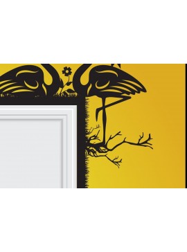 Σετ των 2 Intra απο ξύλο plywood 3mm-4mm πάχος - Flamingo Door Corner Paper Cut Cut Laser Δίασταση 20x20 cm INTRAFABR-32834139