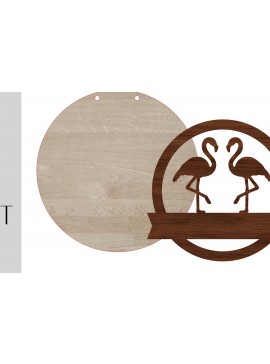 Σετ των 2 Intra απο ξύλο plywood 3mm-4mm πάχος - Σημάδι καλωσορίσματος και κενό Flamingo Δίασταση 20x20 cm INTRAFABR-13922495