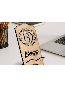 Σετ των 2 Intra απο ξύλο plywood 3mm-4mm πάχος - Υποδοχή τηλεφώνου Fleur-de-lis Letter B  Δίασταση 20x20 cm INTRAFABR-122976493