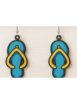 Σετ των 3 Intra απο ξύλο plywood 3mm-4mm πάχος - Σκουλαρίκια Flip Flop Summer  Δίασταση 3x3 cm INTRAFABR-123080605