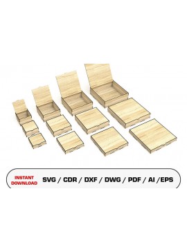 Σετ των 2 Intra απο ξύλο plywood 3mm-4mm πάχος - Αναποδογυρίστε τα κιβώτια καπακιού  κοπής με λέιζερ Δίασταση 30x20 cm INTRAFABR-105202226