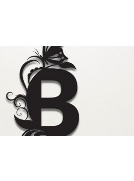 Σετ των 2 Intra απο ξύλο plywood 3mm-4mm πάχος - Floral Alphabet Laser Cut , Β γράμμα Δίασταση 30x20 cm INTRAFABR-35082979