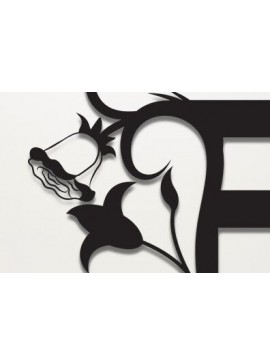 Σετ των 2 Intra απο ξύλο plywood 3mm-4mm πάχος - Floral Alphabet Laser Cut , F γράμμα Δίασταση 30x20 cm INTRAFABR-35083030