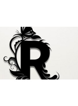 Σετ των 2 Intra απο ξύλο plywood 3mm-4mm πάχος - Floral Alphabet Laser Cut , R Letter Δίασταση 30x20 cm INTRAFABR-35147080