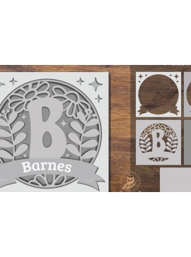 Σετ των 2 Intra απο ξύλο plywood 3mm-4mm πάχος - Floral Alphabet Shadow Box - Γράμμα Β Δίασταση 25x25 cm INTRAFABR-92886180