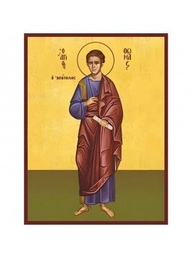 Εικόνα Ορθοδοξίας με περίγραμμα χρυσό σε ξύλο Φλαμουρίας  με  βάση Εικόνα ΑΓΙΟΣ ΑΠΟΣΤΟΛΟΣ ΘΩΜΑΣ, ΟΛΟΣΩΜΟΣ Χειροποίητη Ελληνορθόδοξη εικόνα του Ιησού Χριστού, Κρεμαστή πλάκα βυζαντινής τέχνης, χριστιανική τέχνη Διάσταση 40x30 cm (10,2x7,9 ίντσες)  INTRAEK-