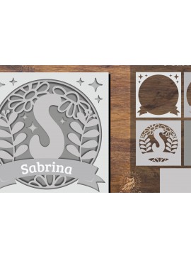 Σετ των 2 Intra απο ξύλο plywood 3mm-4mm πάχος - Floral Alphabet Shadow Box - Letter S Δίασταση 25x25 cm INTRAFABR-92887373