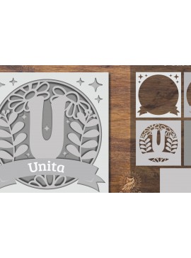 Σετ των 2 Intra απο ξύλο plywood 3mm-4mm πάχος - Floral Alphabet Shadow Box - Letter U Δίασταση 25x25 cm INTRAFABR-92887494