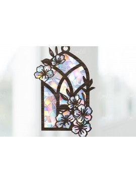 Σετ των 2 Intra απο ξύλο plywood 3mm-4mm πάχος - Παράθυρο Floral Arch Suncatcher Cut με λέιζερ Δίασταση 30x20 cm INTRAFABR-123644488