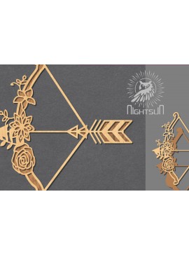 Σετ των 2 Intra απο ξύλο plywood 3mm-4mm πάχος - Floral Arrow Cut Laser Decoration 5 Δίασταση 20x20 cm INTRAFABR-123402092