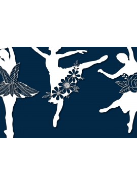 Σετ των 2 Intra απο ξύλο plywood 3mm-4mm πάχος - Πακέτο Floral Ballerina  Δίασταση 10x15 cm INTRAFABR-77910413