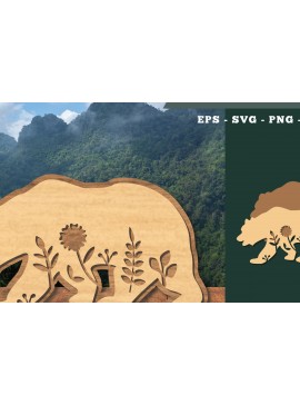 Σετ των 2 Intra απο ξύλο plywood 3mm-4mm πάχος - Floral Bear Cut Laser Decoration  1 Δίασταση 20x20 cm INTRAFABR-112847413