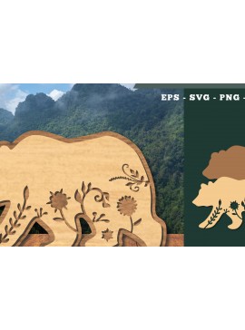 Σετ των 3 Intra απο ξύλο plywood 3mm-4mm πάχος - Floral Bear Cut Laser Decoration  3 Δίασταση 20x20 cm INTRAFABR-112847519