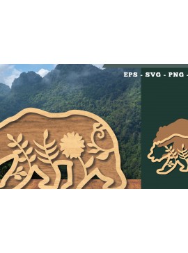 Σετ των 2 Intra απο ξύλο plywood 3mm-4mm πάχος - Floral Bear Cut Laser Decoration  5 Δίασταση 20x20 cm INTRAFABR-112847582