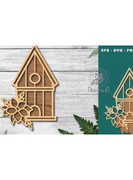 Σετ των 2 Intra απο ξύλο plywood 3mm-4mm πάχος - Floral Birdhouse Cut Laser Decoration 2 Δίασταση 20x20 cm INTRAFABR-115872852