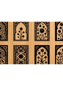 Σετ των 3 Intra απο ξύλο plywood 3mm-4mm πάχος -  λέιζερ σελιδοδεικτών Floral Δίασταση 4x4 cm INTRAFABR-118275125